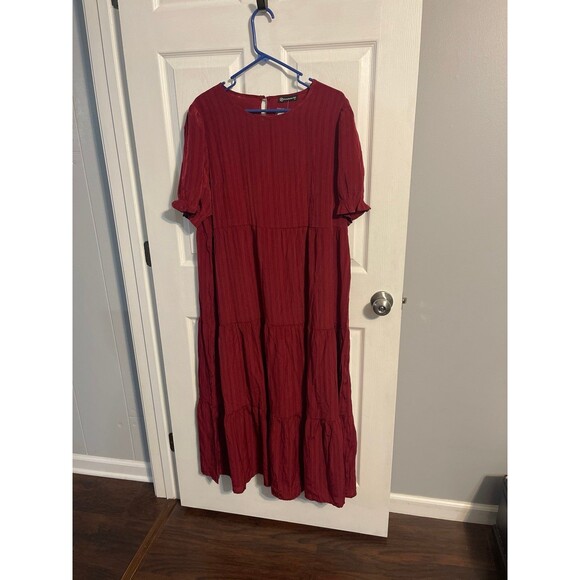 PRETTYGARDEN CHIC Summer Casual Boho Dress Size XL Wine Red New With Tag - Picture 4 of 9